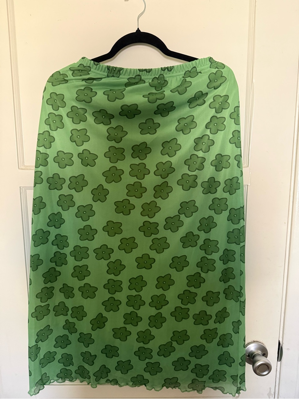 Y2K Green Floral Midi Skirt
